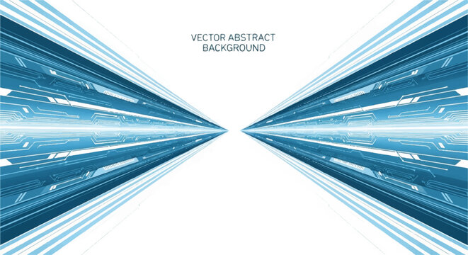 Abstract blue vector background with symmetrical tunnel design and white space for text or graphics