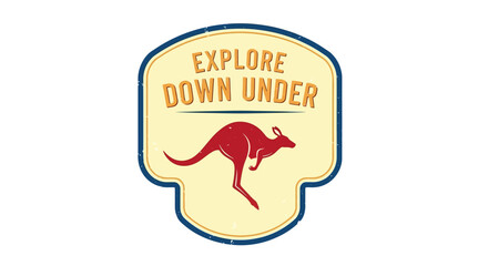 Explore Down Under: A vintage badge with a kangaroo invites you to uncover the marvels of Australia. This design sparks wanderlust, representing adventure and discovery in a land of wonders.