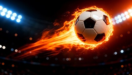 Naklejka premium Soccer Ball with Flames