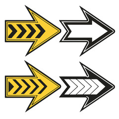 Vintage arrow signs in decorative hand-drawn style, perfect for retro navigation and antique graphic design elements