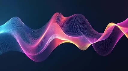 Dynamic abstract wave pattern featuring luminous, flowing particles in a vibrant color gradient, evoking a modern sense of energy and digital flow on a dark backdrop - Powered by Adobe