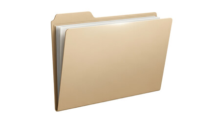A simple beige file folder icon with papers inside, representing organization and documents.
