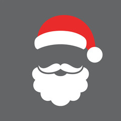 Iconic santa claus hat and beard for festive holiday graphics and designs