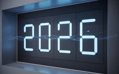 Digital countdown display changing from 2026
