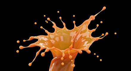 Energetic splash of golden liquid, a dynamic burst of fiery color and fluid movement