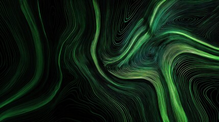 green flow of lines with dark green backgrounds
