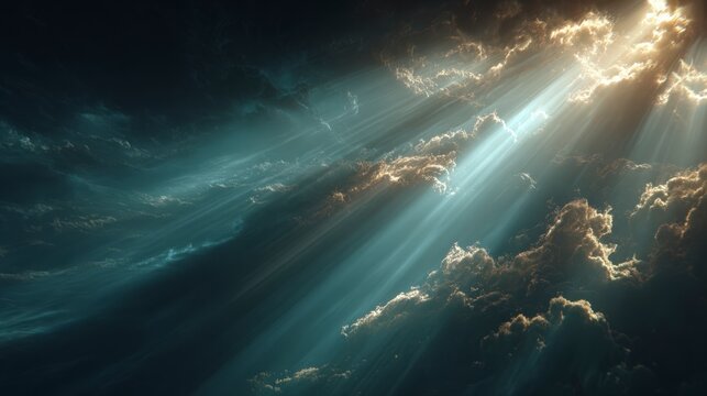 Blue-tinted heavenly radiance symbol of divine conception.