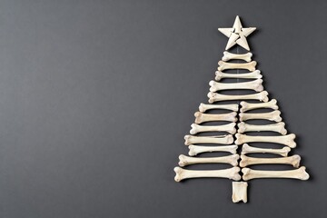 A Christmas tree made from bones for pets