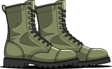 Vector art of pair of military boots on a brown background for army or war concept