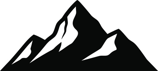 Black silhouette of jagged snow capped mountains