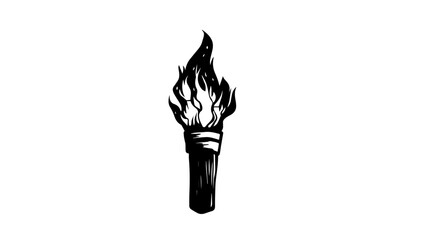 burning torch vector illustration, black and white silhouette