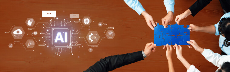 Concept of a cognitive and conversational AI. The central processor powers a chatbot, performs...