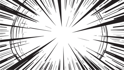 Naklejka premium Cartoon radial frame. Manga comic strip and action anime motion graphic asset, burst effect, speed and velocity graphic elements. Vector isolated set. Fast and power movements for magazine