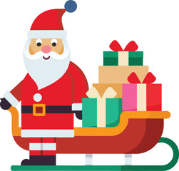 Santa Claus delivering gifts from sleigh flat colorful vector