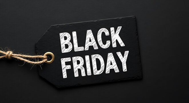 Photo of black friday tag on a dark background, highlighting the exclusivity and importance of this major shopping event