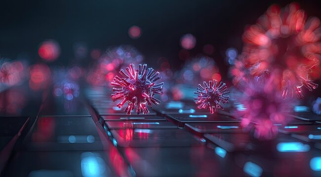 Virus on a futuristic keyboard