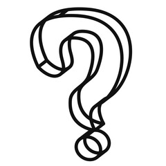 線で書かれた立体的なクエスチョンマークのモノクロイラスト
