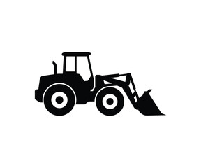 Vector loader tractor silhouette on clean background