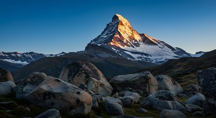 The immense boulders scattered at the base of a mountain.