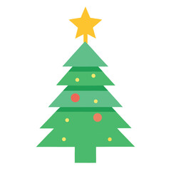Christmas Tree with Glowing Star Topper Vector Icon for Holiday, Festive, and Celebration Designs