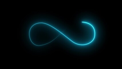 Infinity symbol appears of multiple glowing lines. from many lines. Lines draw moving infinity sign. neon style motion line 3d rendering, on a black background - Powered by Adobe