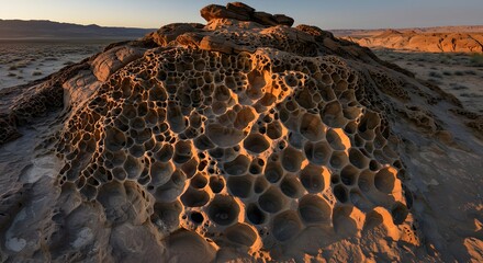 The intricate, honeycomb-like patterns of tafoni weathering.