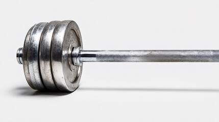 Fototapeta premium Barbell with weights sitting on white background