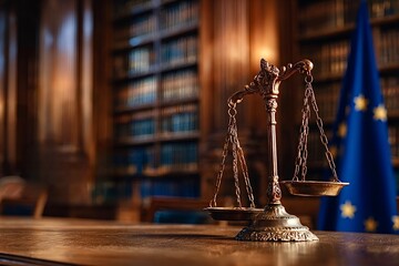 Scales of justice representing european union law and jurisprudence