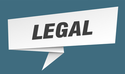 legal banner. legal speech bubble, label, sticker, sign template