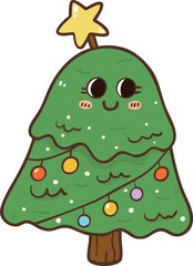 Christmas tree illustration cartoon hand drawn