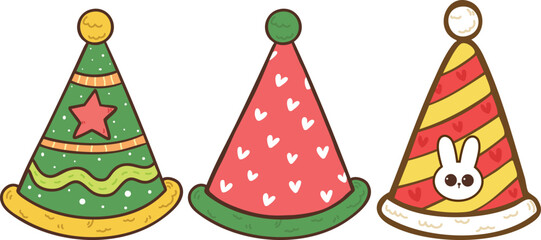 party hat cartoon doodle hand drawn