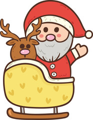 santa claus with reindeer cartoon doodle hand drawn