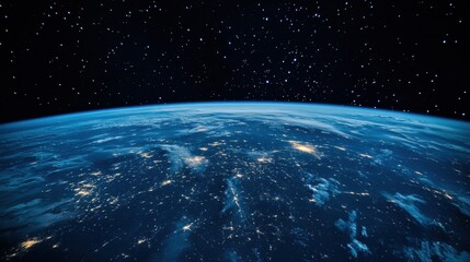 Fototapeta premium Awe-inspiring night view of Earth with city lights from space