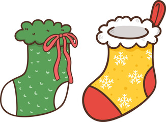 Christmas stocking sock cartoon hand drawn