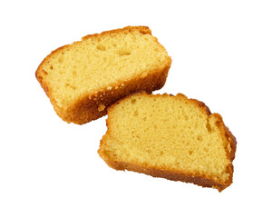 Sliced pound cake isolated on transparent background