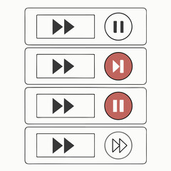 Minimal play, pause stop buttons vector set designed for music player and multimedia interface designs
