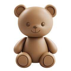 Cute Brown Teddy Bear Toy. Symbol Of Childhood Comfort And Playfulness Isolated On Transparent Background