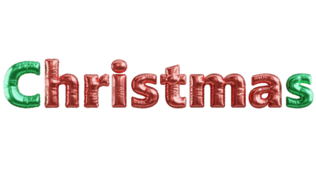 3d render of Celebration banner with green and red letter christmas balloons floating