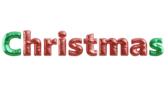 3d render of Celebration banner with green and red letter christmas balloons floating