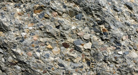 The texture of conglomerate rock with embedded stones.
