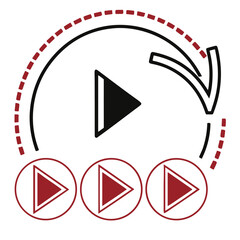 Modern play button vector with circular motion design showing dynamic fast-forward effect