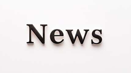 Fototapeta premium Close-up of the word News on a newspaper against a clean white background showcasing high-resolution and detailed black and white typography