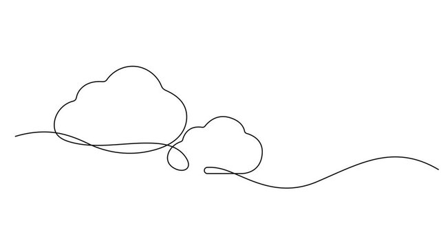 Self-drawing animation continuous drawing one line cloud colloquial, Animated self drawing of continuous line draw cloud. Full length one line animation, Animation of a cloud drawing with one line.