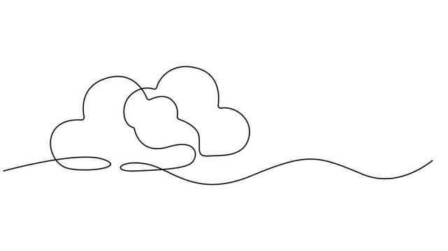 Self-drawing animation continuous drawing one line cloud colloquial, Animated self drawing of continuous line draw cloud. Full length one line animation, Animation of a cloud drawing with one line.
