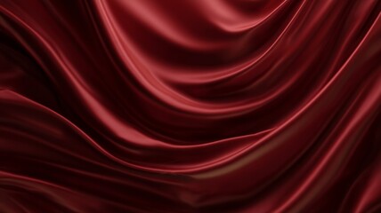 Obraz premium Luxurious red satin fabric with dramatic draping. AI image