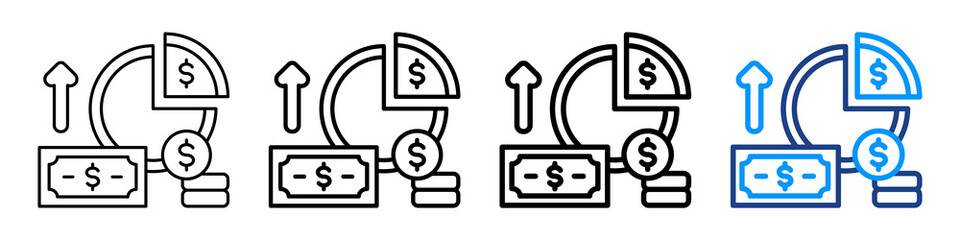 Profit Margin Icon Different Style Outline Collection Set.