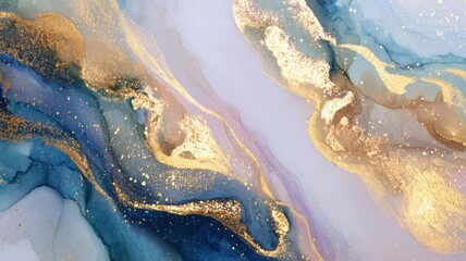 Obraz premium Abstract fluid painting with gold highlights. AI image