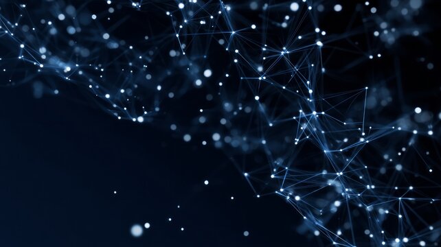 Intricate neural network web with glowing nodes. AI image