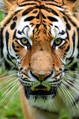 Fototapeta premium Close up portrait of a majestic bengal tiger with intense green eyes