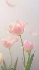 Fototapeta premium pink tulips on a white background